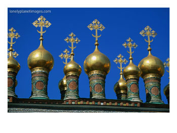 Golden Domes Of Terem Palace, Kremlin., Moscow, Russia