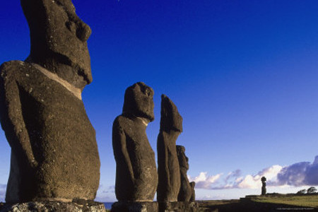 Moai At Ahu Tahai, Easter Island, Chile